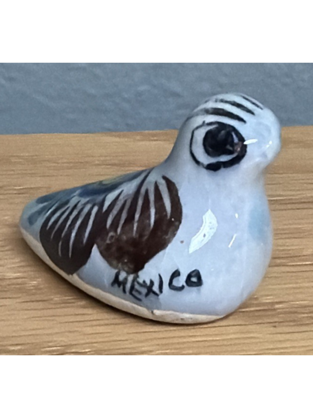 Vtg Mexican Tonala Pottery Mini Bird Hand Painted Glazed Floral Signed As Is